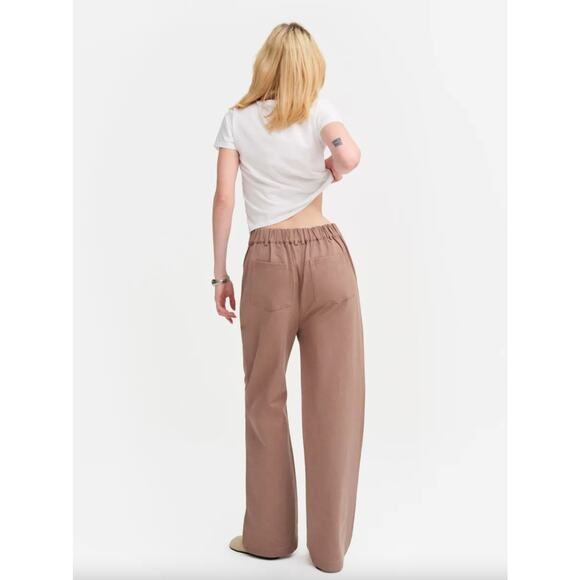 MATE the Label Tencel Twill Pleated Pants Trousers Black Medium High Rise Cotton - Picture 3 of 8